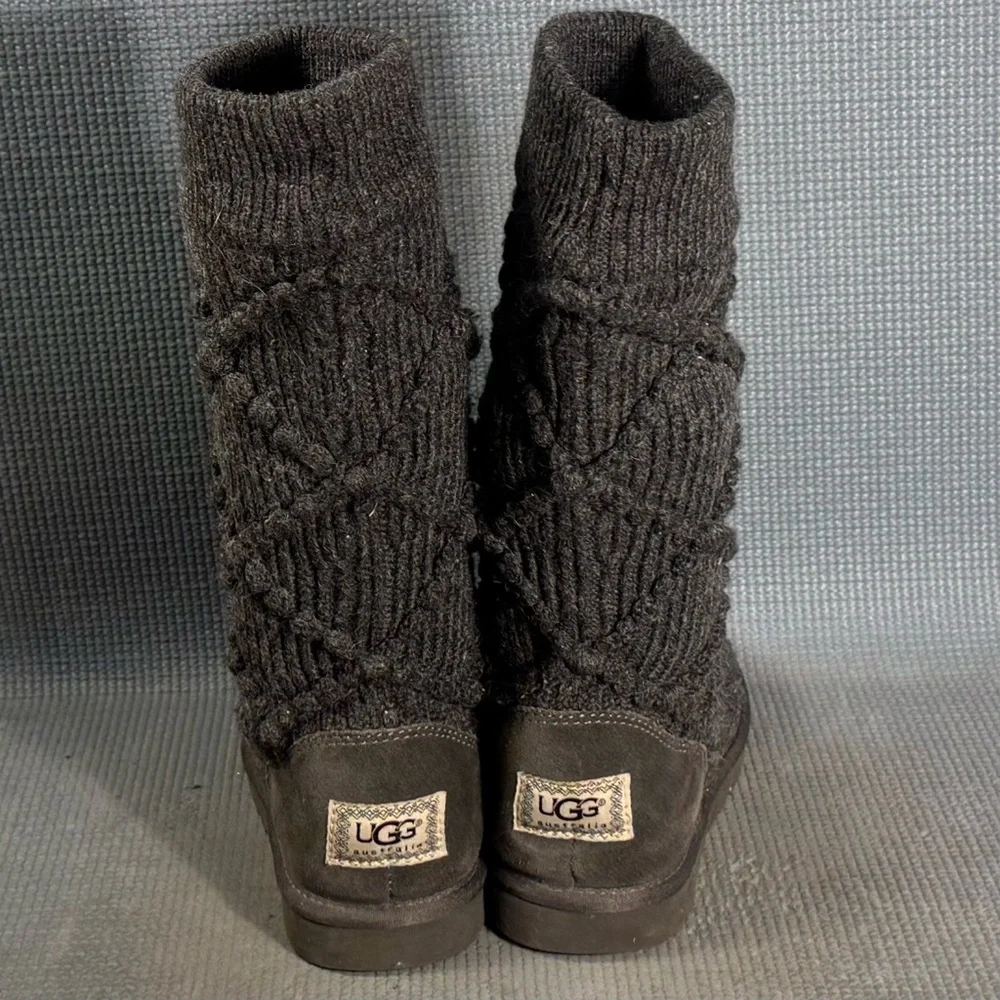 UGG Classic Argyle Knit Gray Boots Women’s Size 8 - Picture 5 of 7